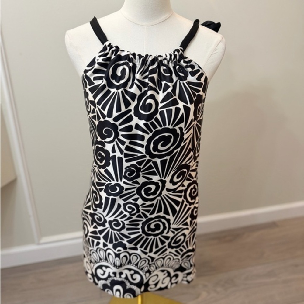 White House Black Market Black and White Mini Dress with Graphic Print